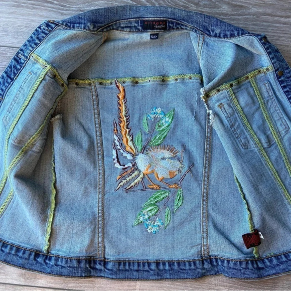 Nitrogen Signature  Studded Embroidery Moto Jean Waistcoat Vest - Picture 6 of 10